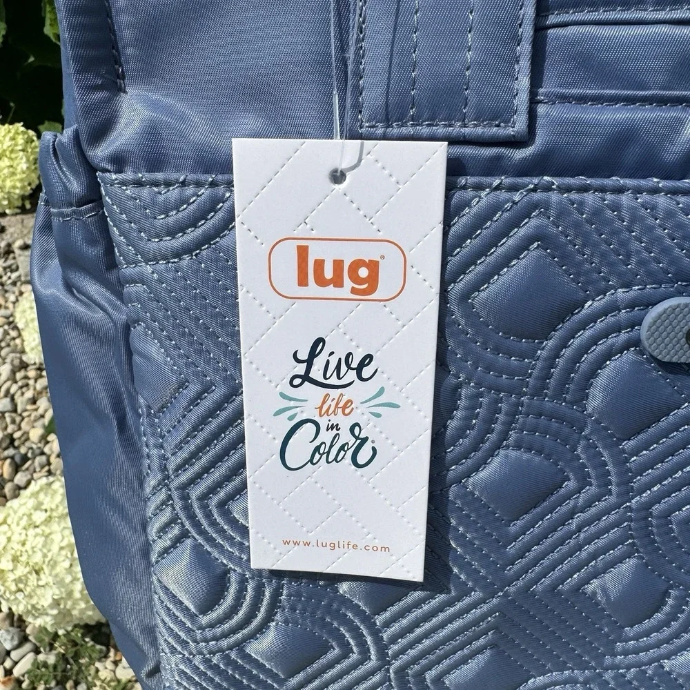 NWT LUG Dilly Dally Convertible Blue Quilted Tote Travel Bag/Purse ~ Crossbody